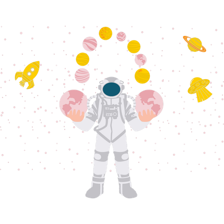Spaceman In Galaxy  Illustration