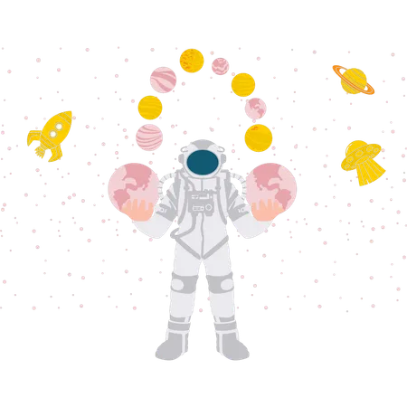 The Spaceman Is In Galaxy Illustration