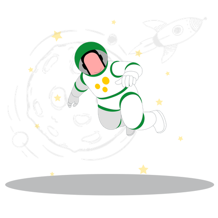 Spaceman roaming in space  Illustration