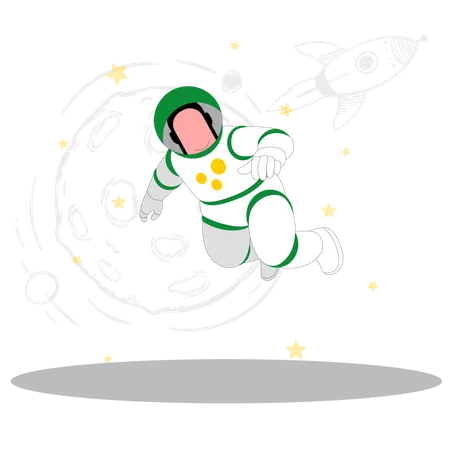 Spaceman roaming in space  Illustration