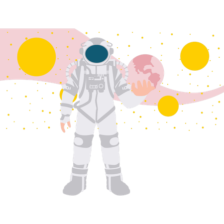 Spaceman Standing In Space  Illustration