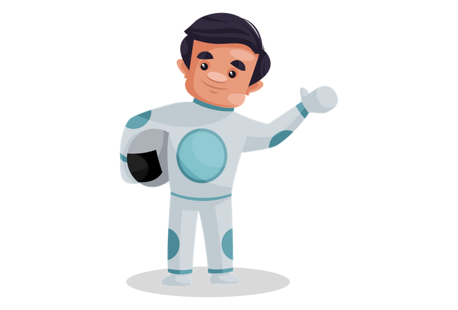 Spaceman waiving his hand Illustration