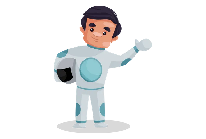 Spaceman waiving his hand  Illustration