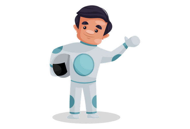 Spaceman waiving his hand  Illustration