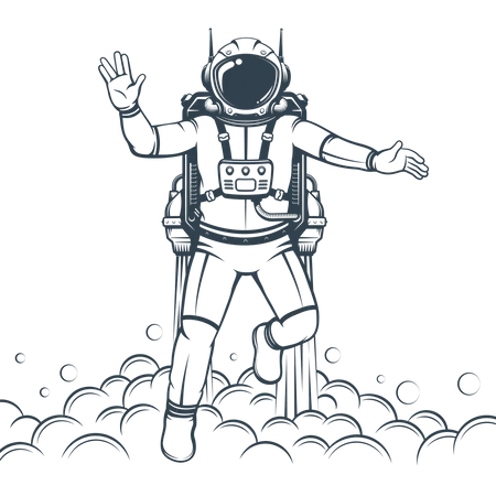 Spaceman with jetpack  Illustration