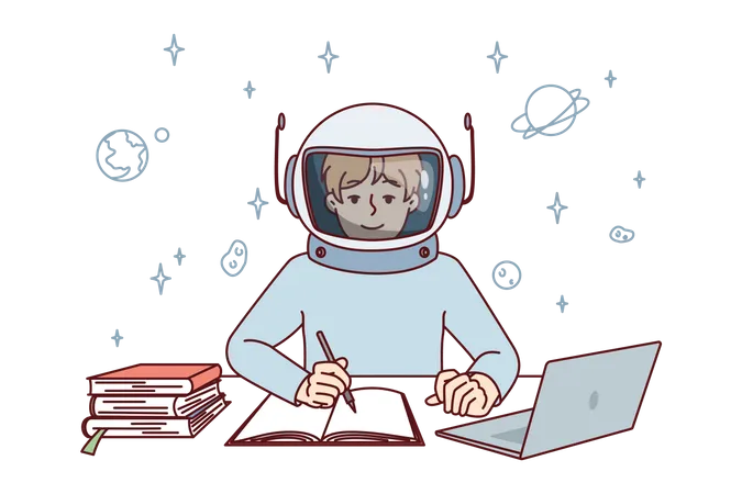 Spaceman write notes  Illustration
