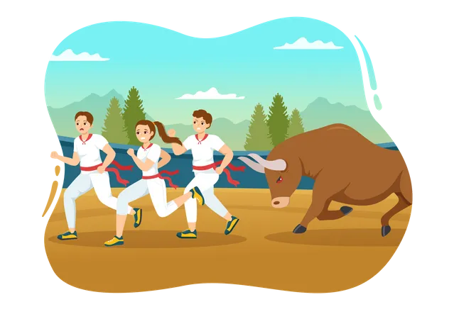 Spanish bull game  Illustration