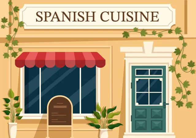 Spanish cuisine restaurant Illustration