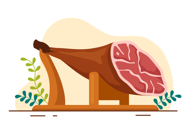 Spanish ham piece  Illustration