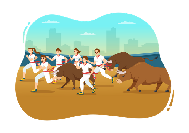 Spanish Pamplona race  Illustration