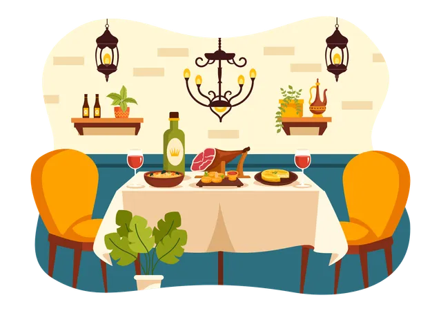 Spanish Restaurant  Illustration