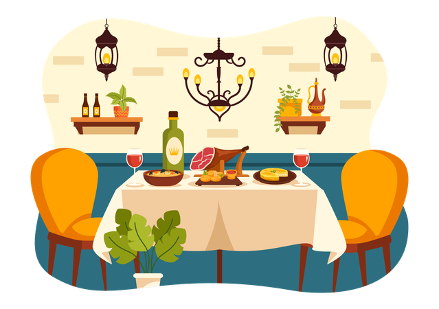 Spanish Restaurant  Illustration