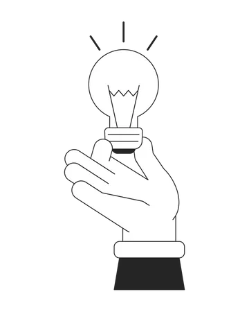 Spark New Business Startup Idea Bw Concept Vector Spot Illustration Entrepreneur 2 D Cartoon Flat Line Monochromatic Hand For Web UI Design Editable Hero Image For Landing Page Mobile Header Illustration