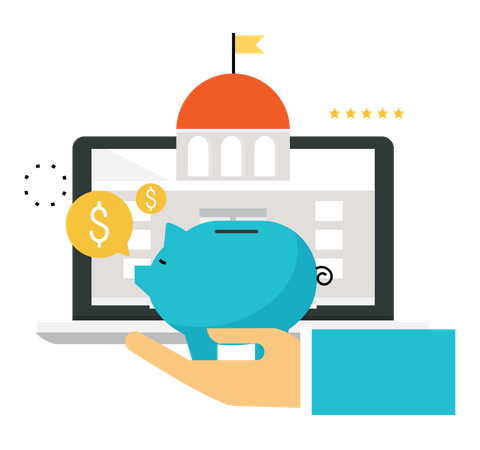 Sparkonto bei der Bank  Illustration