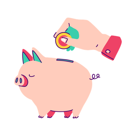 Sparschwein Geld sparen  Illustration