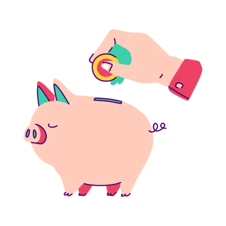 Sparschwein Geld sparen  Illustration