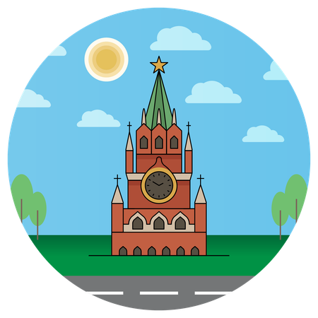 Torre Spasskaya Kremlin Moscou  Ilustração