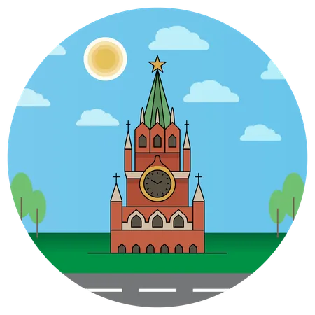 Torre Spasskaya Kremlin Moscou  Ilustração