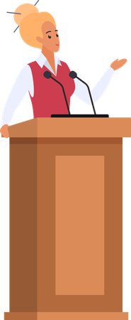 Speakers behind the podium  Illustration