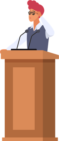 Speakers behind the podium  Illustration