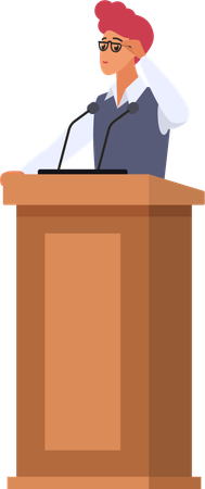 Speakers behind the podium  Illustration