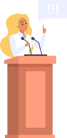 Speakers behind the podium with bubbles  Illustration