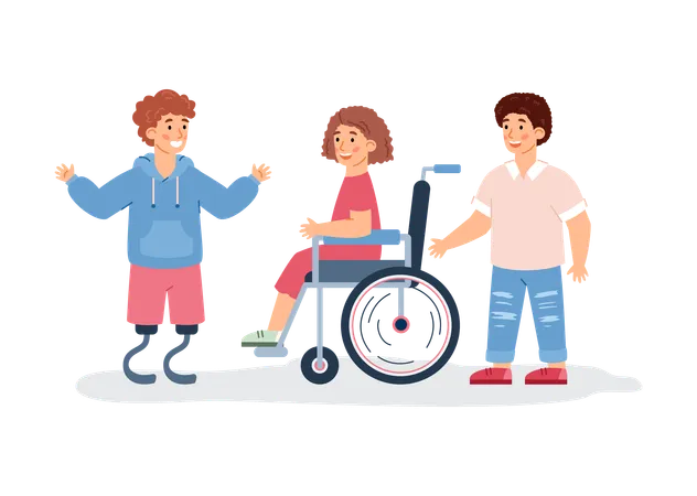 Special Needs Disabled Children And Friends  Illustration