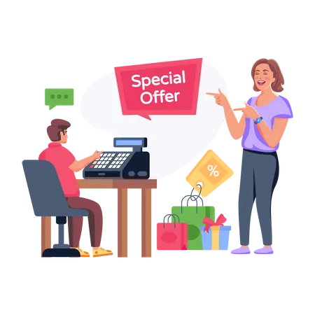 An Engaging Flat Illustration Of Special Offer Illustration