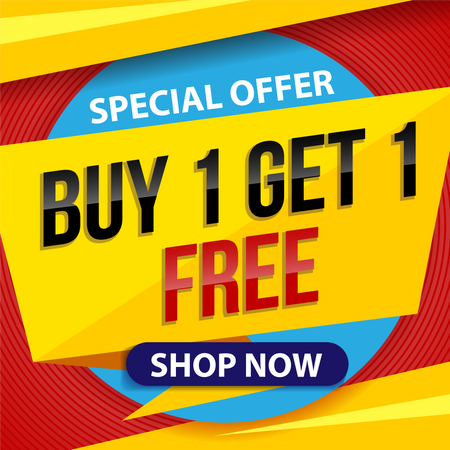 Special offer, Buy 1 get 1 free sale  Illustration