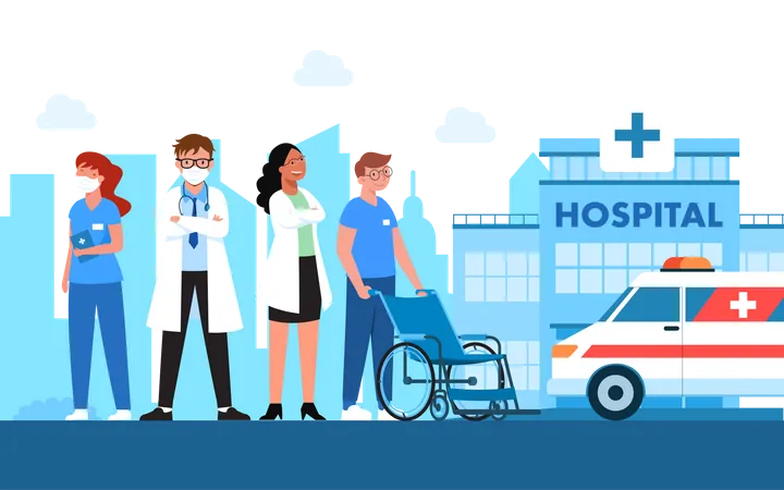 Specialist Doctor working at hospital Illustration
