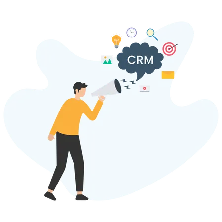 Un spécialiste du marketing annonce la gestion de la relation client par mégaphone  Illustration