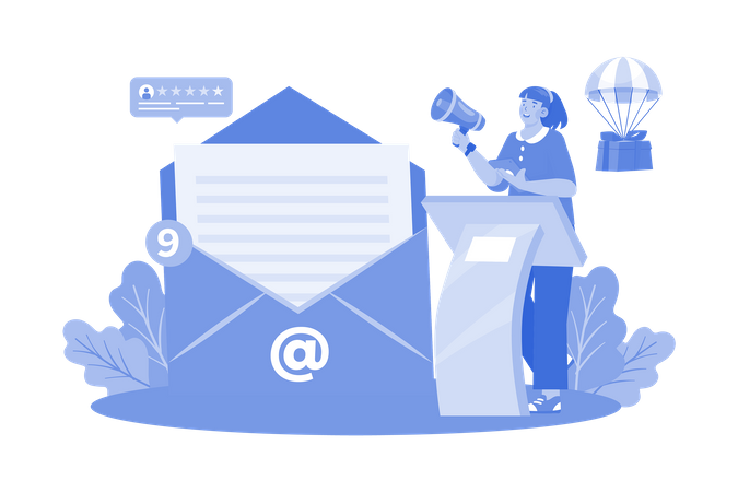 Spécialistes du marketing par e-mail développant et exécutant des campagnes par e-mail  Illustration