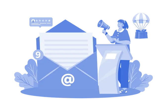 Spécialistes du marketing par e-mail développant et exécutant des campagnes par e-mail  Illustration