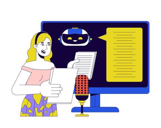 Speech recognition in AI  イラスト