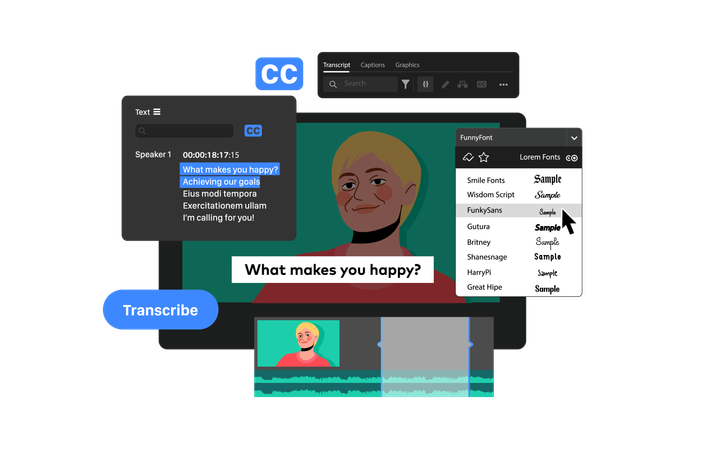 Speech to Text and Captions in Video Editor  イラスト