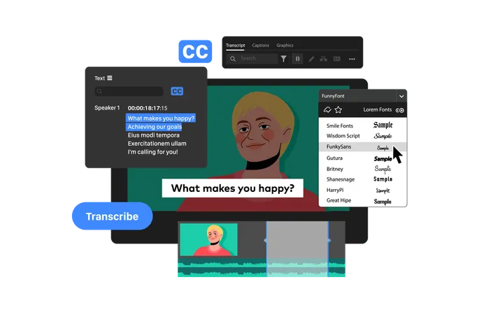 Speech to Text and Captions in Video Editor  Illustration