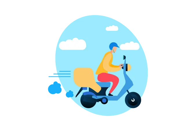 Speed Delivery on Scooter Illustration
