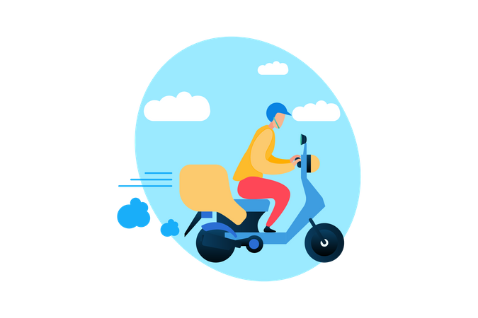 Speed Delivery on Scooter  Illustration