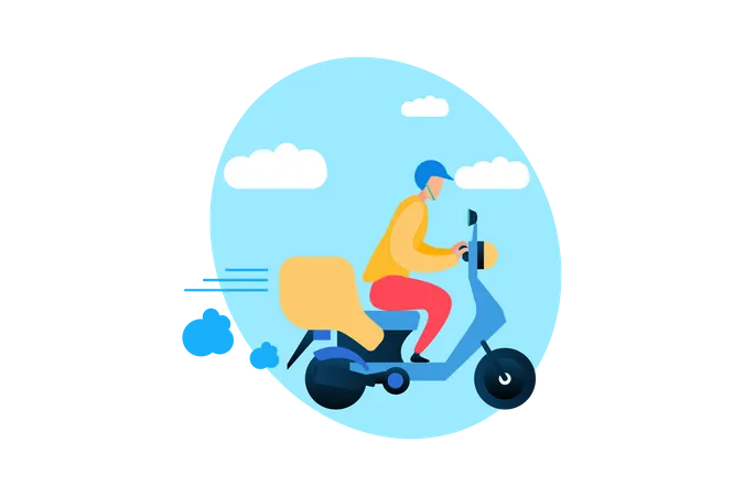 Speed Delivery on Scooter  Illustration