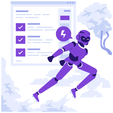 Speedy robot works faster  Illustration