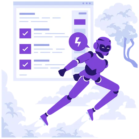 Speedy robot works faster  Illustration