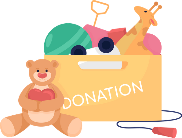 Spendenbox mit Spielsachen  Illustration