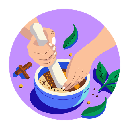 Spice grinding  Illustration