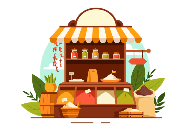 Spice Shop and Seasoning  Illustration