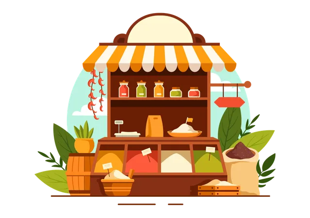 Spice Shop and Seasoning  Illustration