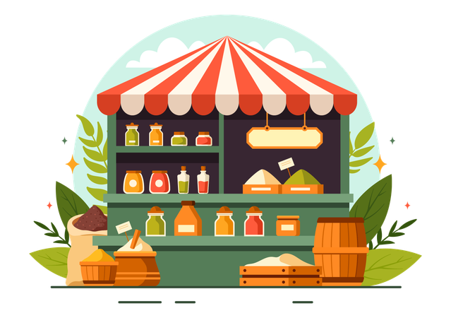 Spice Shop and Seasoning  Illustration