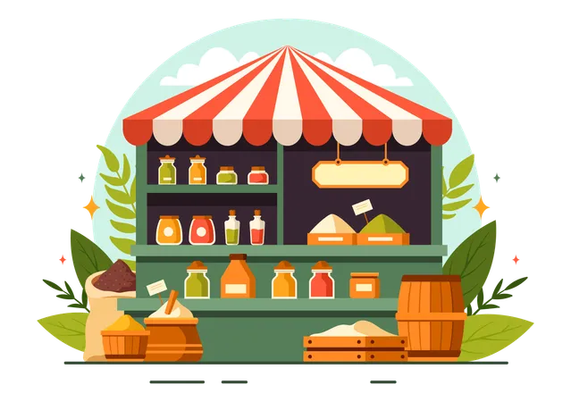 Spice Shop and Seasoning  Illustration