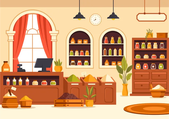 Spice Shop and Seasoning  Illustration