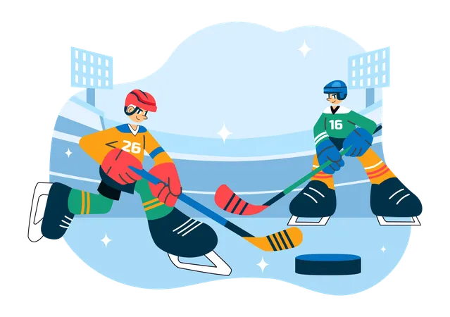 Spieler beim Eishockeysport  Illustration