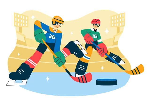 Spieler beim Eishockeysport  Illustration